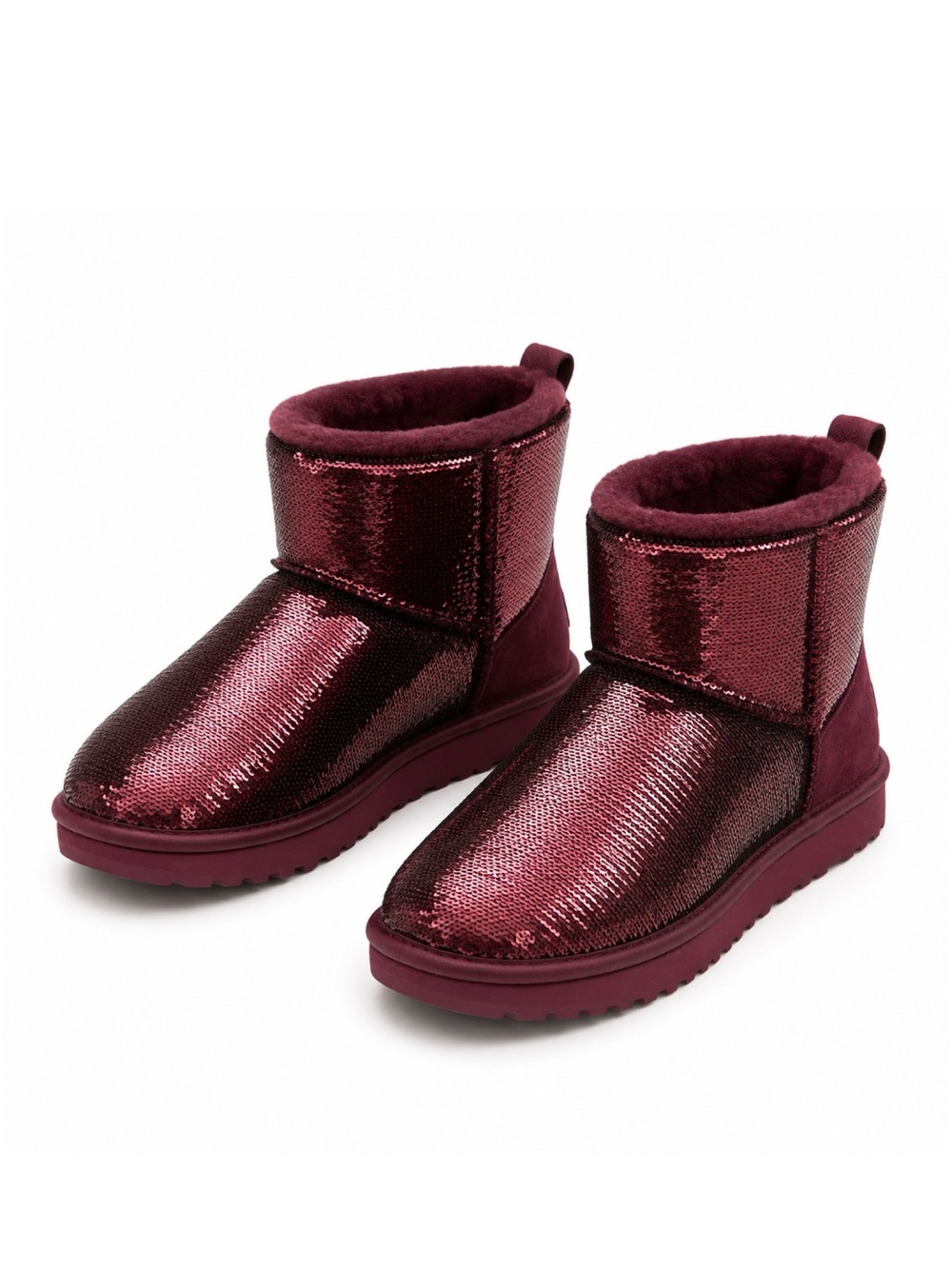 UGG Kids Sequin Burgundy Short Boots